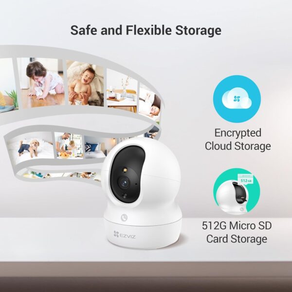 EZVIZ Camara de Vigilancia Interior con Seguimiento Automático, Cámara IP Domicilio WiFi 360° para Bebe con Visión Nocturna Color, Detección Humana,1080P, Llamada Bidireccional, Soporta 512GB, CP1 2MP - Image 7