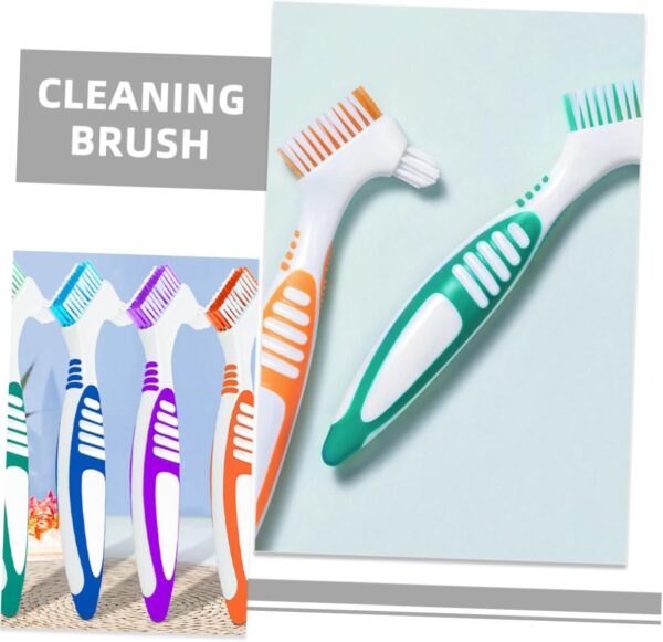 Healeved 4 Piezas cepillo para limpiar dentaduras postizas cepillo para limpiar los protectores bucales Limpieza postiza Eliminación manchas cepillo de - Image 2