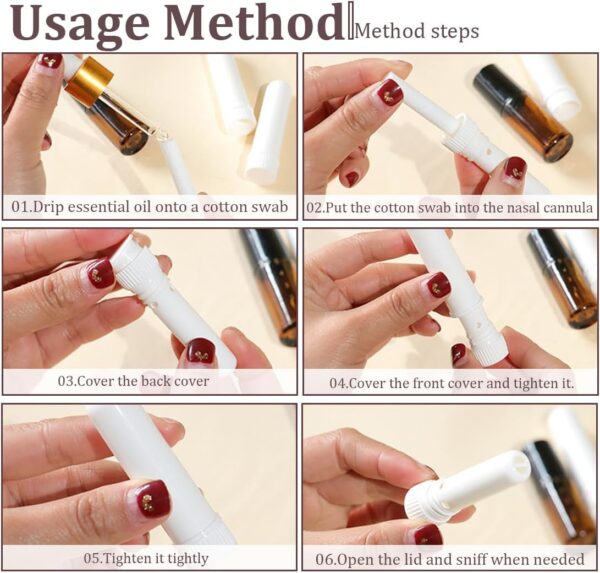 WeddHuis 6 piezas stick perfumador para aceites esenciales, inhalador nasal absorbente de humedad, stick perfumador con mecha, stick inhalador recargable - Image 4