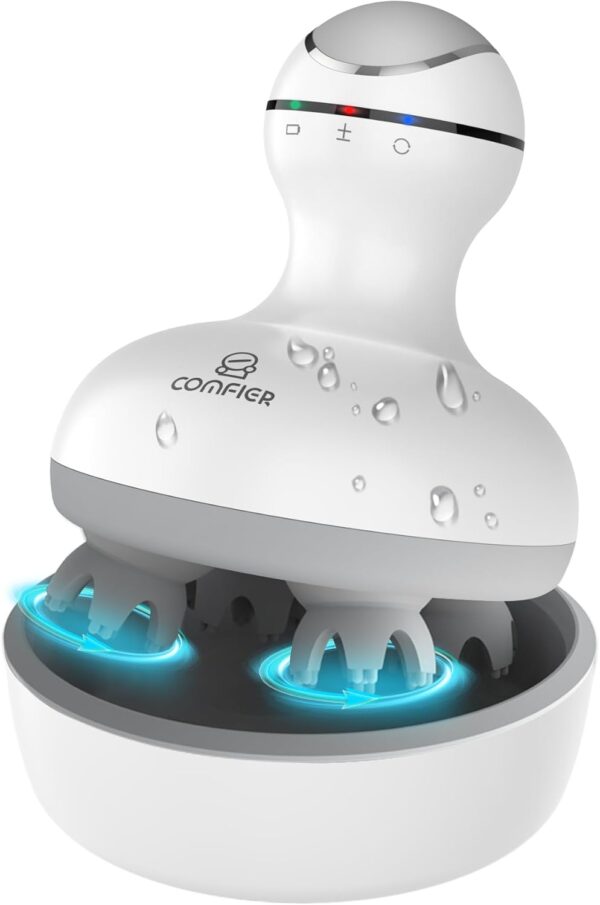 COMFIER Masajeador Inalámbrico para el Cuero Cabelludo:Rascador Eléctrico de Masaje de Cabeza con 84 Nodos de Amasamiento, para Crecimiento del Cabello y Relajación del Estrés (Blanco)