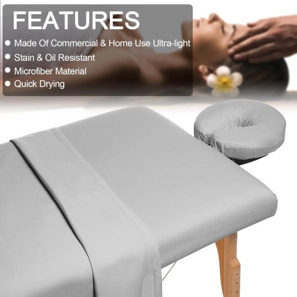 Juego de sábanas de microfibra de 3 piezas para mesa de masaje, funda plana para mesa de masaje, incluye fundas para mesa de masaje, sábanas bajeras, fundas para cuna facial, para salón de belleza, - Image 2