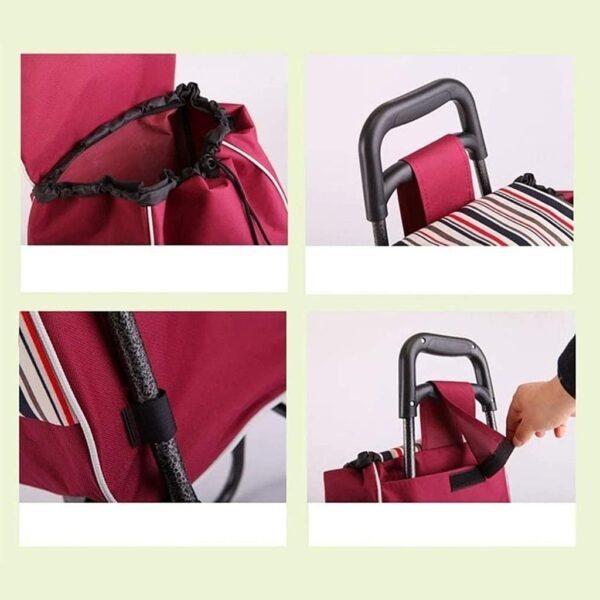 Bolsas de la compra reutilizables, Bolso de reemplazo de la carrito de compras plegable, portátil impermeable 40l Oxford Paño carro de compras Bolsos de la carretilla de respaldo, bolsa de repuesto de - Image 3