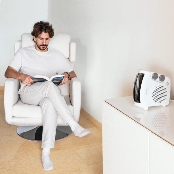 Cecotec Calefactor Eléctrico Bajo Consumo ReadyWarm 2000 Max Dual White. Termoventilador de 2000 W, Oscilación de 65º, 3 Modos, Termostato Regulable, Área de Cobertura 20 m2, Blanco - Image 8