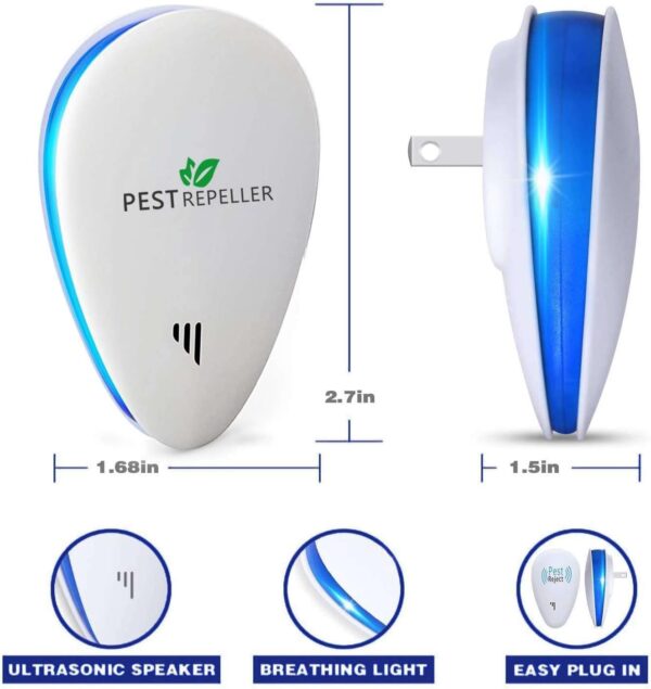 LOFFU Repelente ultrasonico,4 Pack Electrónico Repelente Mosquitos Insectos Control de Plagas,Anti Cucarachas, Moscas,Mosquitos,Ratones,Arañas,100% Inofensivo para Mascotas y Humanos - Image 8