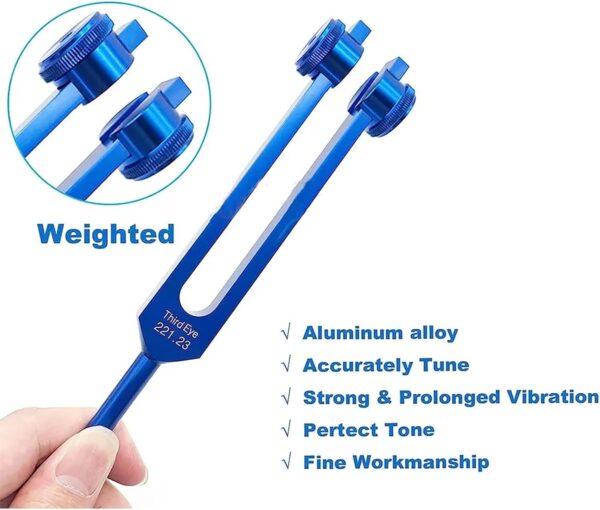 NEWFUN Diapason, Diapasones Terapeuticos Chakras, Juego de Diapasones de 8 Piezas, Para Terapia de Sonido Terapéutico, Vibraciones Equilibrantes, 2 x Martillos de Silicona,1 x Bolsa - Image 3