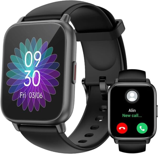 RUIMEN Smartwatch con Llamadas,Reloj Inteligente Haga Reciba Llamada y Asistente Voz, Smartwatch Mujer Hombre con Podómetro Oxígeno Sanguine Impermeable IP68 100+ Deportes Modos Pulsera de Actividad