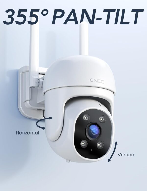 GNCC Camara Vigilancia WiFi Exterior, 360° PTZ, Camaras Vigilancia Domicilio WiFi, Visión Nocturna Color, Alarma de Luz, Detección Movimiento, Grabación 24/7, Audio Bidireccional, 2.4G, GK2 - Image 9