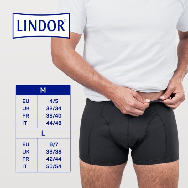 LINDOR MEN - Calzoncillos Absorbentes de Incontinencia Lavables, Boxers Protectores para Goteos y Pérdidas, Talla M, Lavables a 60° C, sin Biocidas, Oeko-Tex, Aptos para Secado en Secadora, Negro - Image 5