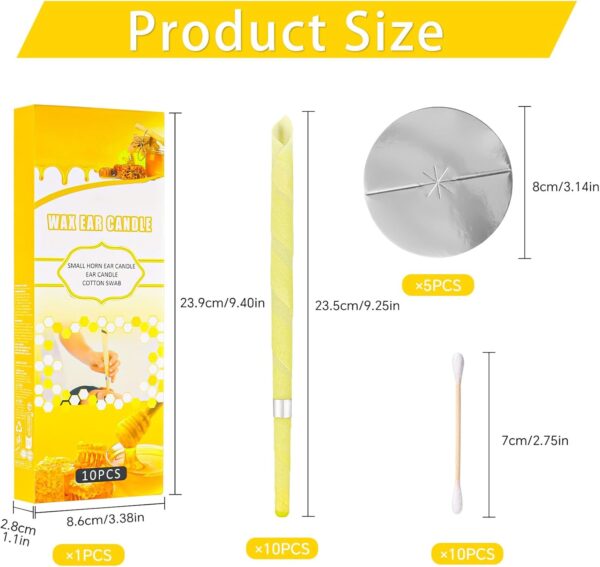 Velas para los Oídos, Cera de Abeja Natural, 10 Palos Conos Cera Oidos para Relajación y Aliviar el Estrés, Cuidado de los Oídos - Image 2