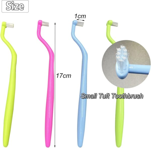 Ortodoncia Cepillo de dientes Pequeño Tuft Cepillo de dientes Pequeño Pequeño Cepillo Interspace Compacto para Implantes Dentales, Tirantes y Limpieza de Detalle de Dientes, 4 Piezas (4 Colores D) - Image 5