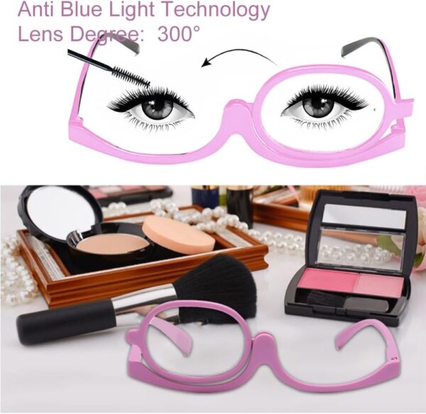 QEEROYO Gafas de Maquillaje, Maquillaje Gafas de Lectura Lupa, Gafas de Presbicia para Maquillaje, Gafas de Lectura Portatiles, Gafas de Maquillaje con Lente Abatible, Gafas de Lectura Rotación Flip - Image 7