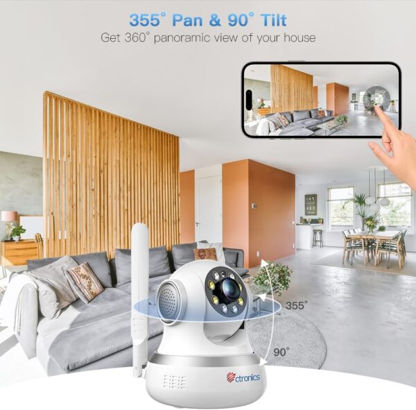 Ctronics 3G/4G LTE Cámara de Vigilancia Interior con Tarjeta SIM, 360° PTZ IP Cámara de Seguridad Inalámbrica, Detección Humano, Seguimiento Automático, Visión Nocturna en Color, Audio Bidireccional - Image 4