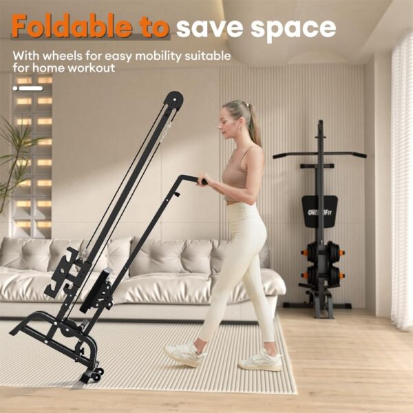 ONETWOFIT Máquina de Remo Plegable y Máquina LAT Pull Down 2 en 1 Multifunción Máquina de Remo Compacta para el Hogar, Remo Bajo Cable Fitness Power Tower Plegable - Image 5