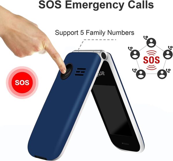 artfone Teléfono Móvil para Mayores, Senior Móviles de Teclas Grandes, SOS Botón, Pantalla de 2,4 Pulgadas, 2G gsm, Doble SIM, Llamada rápida, Sonido Fuerte de Radio, 1200mAh Batería, Azul - Image 3