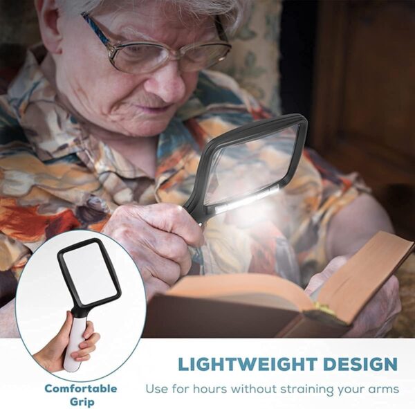 VOCA Lupa de Mano Plegable con luz, 3 Veces Grande rectángulo Lupa de Lectura con LED Regulable para Personas Mayores, periódicos, Libros, Regalo Iluminado para Bajas visiones, Lupa para Leer - Image 5