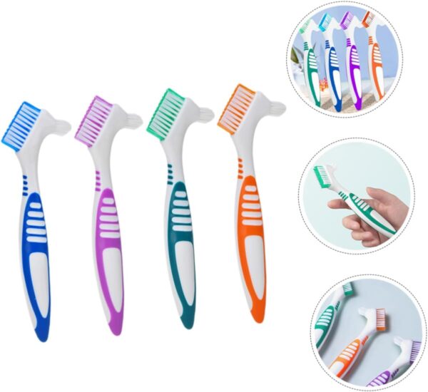 Healeved 4 Piezas cepillo para limpiar dentaduras postizas cepillo para limpiar los protectores bucales Limpieza postiza Eliminación manchas cepillo de - Image 8