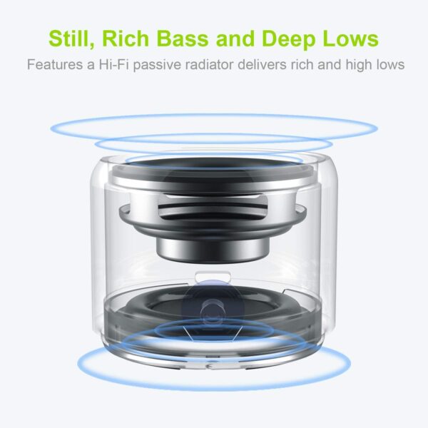 EWA con Estuche de Transporte, A106 Pro Mini Altavoz portátil Bluetooth Ducha Inalámbrico Extra Bass, Impermeable IP67, con 12 Horas de Reproducción Senderismo Playa y Viajes (Negro) - Image 2