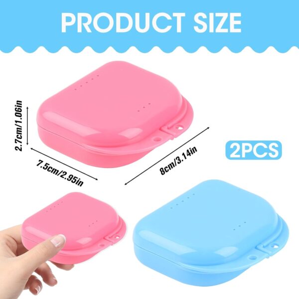 2 Piezas Caja ortodoncia,Caja Protesis Dental,Caja de dientes para proteger los dientes con agujeros de ventilación,Compactos y Duraderos para Guardar y Proteger Aparatos Ortodónticos,Dentaduras - Image 2