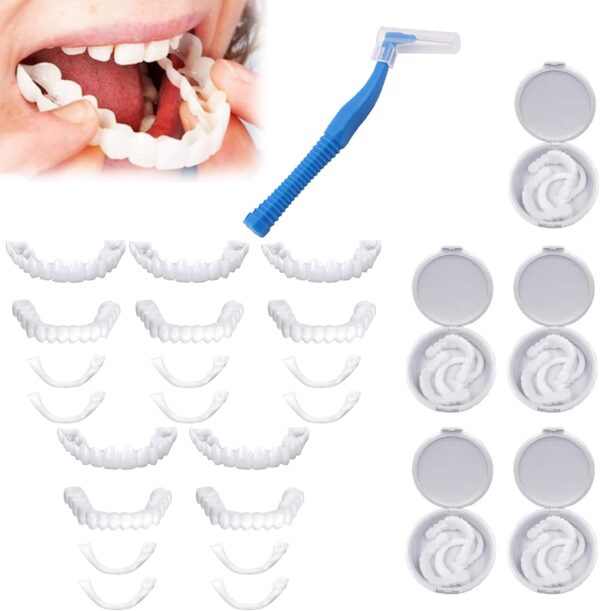 Dientes de Carillas Cosméticas, Dentaduras Postizas Instantáneas, Dentaduras Temporales, 5 Pares Carillas Dentales, Carillas Falsa, Postizos de Superior E Inferior Dientes, Cepillos Interdentales - Image 2