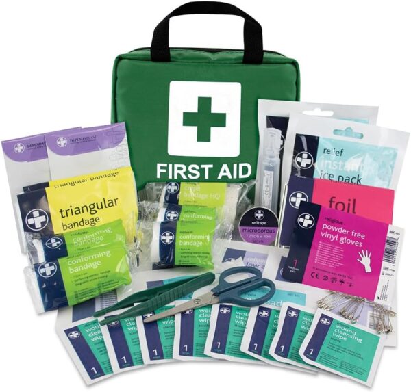 LEWIS-PLAST Kit completo de primeros auxilios 90 Piezas de primeros auxilios al aire libre - kit que cumple con las normas europeas