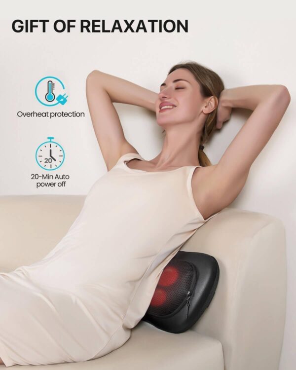 ALLJOY Cojín Masajeador Cervical y Espalda, Masaje Shiatsu Cuello Lumbar con Calor, Masajeador Electrico 3 Niveles con 4 Nodos Rotación 3D, Regalos para Mujeres Hombres para Coche Hogar Oficina - Image 7
