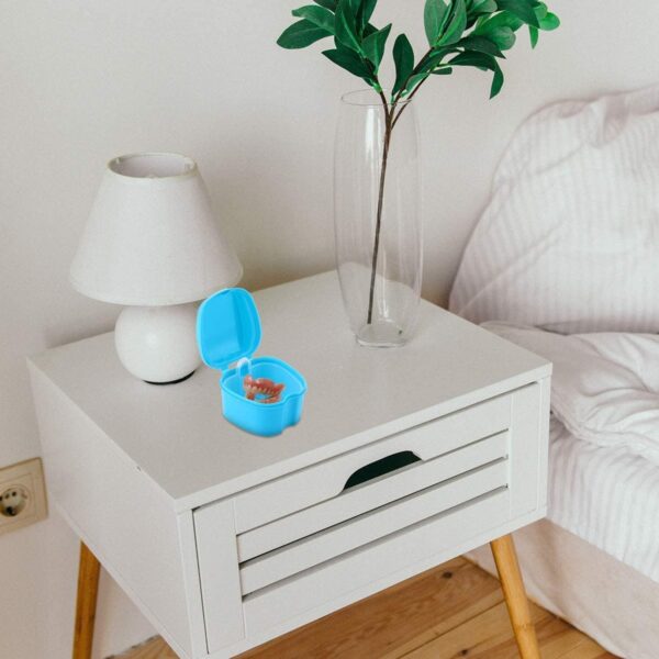 Caja de baño de dentadura dental, caja de retención dental de plástico, caja de baño de dientes falsos, juego de limpieza de dentaduras postizas, contenedor para remojar dentaduras dentales para - Image 6