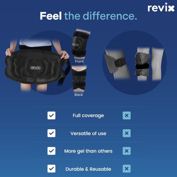 REVIX Paquete de hielo XXXL de 20 pulgadas para rodillas reutilizable, envoltura de rodilla de hielo con compresión fría para artritis, desgarro de menisco y ACL - Image 7