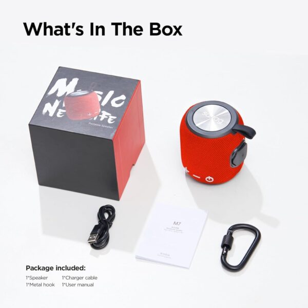 SANAG Altavoz Bluetooth Pequeño, Altavoz Inalámbrico Portátil, 15W, Inalámbrico IPX67, 18 Horas de Reproducción, con Mosquetón, Pequeño Inalámbrica Emparejamiento para Fiesta Viajes Exterior, Rojo - Image 8