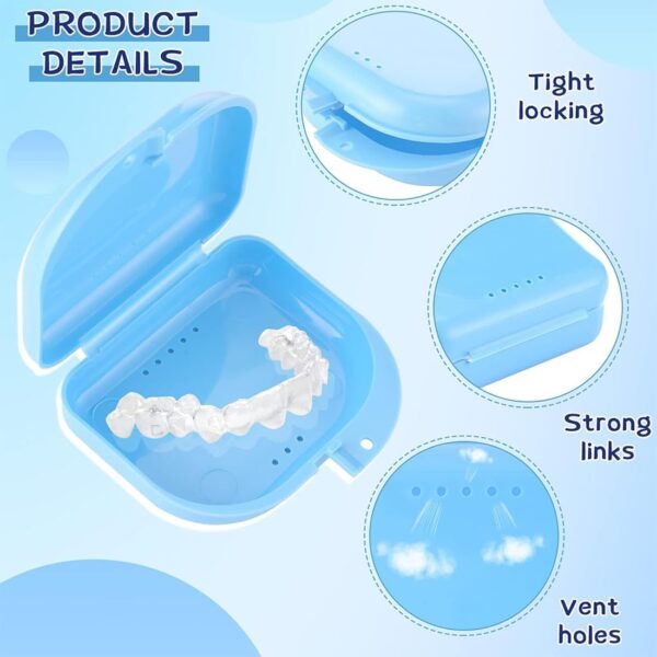 INGJIA Caja ortodoncia, 4 Piezas Caja de baño para dentadura postiza, Caja Ferula Dental, Caja de Dientes para Proteger los Dientes con Agujeros de ventilación, Caja de dentadura de ortodoncia - Image 2