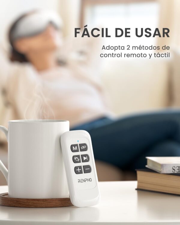 RENPHO Masajeador de ojos con control remoto y calor,Compresión de aire masajear ojos recargable para aliviar la tensión ocular Círculos oscuros Bolsas de ojos Mejorar el sueño regalo dia de la madre - Image 4