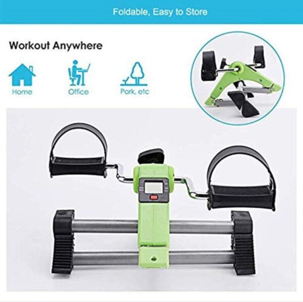 LUNEZY Ejercitador Plegable de Pedales para Brazos y piernas Mini Bicicleta estática portátil para Interiores Gimnasio Fitness Pierna Cardio Entrenamiento Resistencia Ajustable con Pantal - Image 2