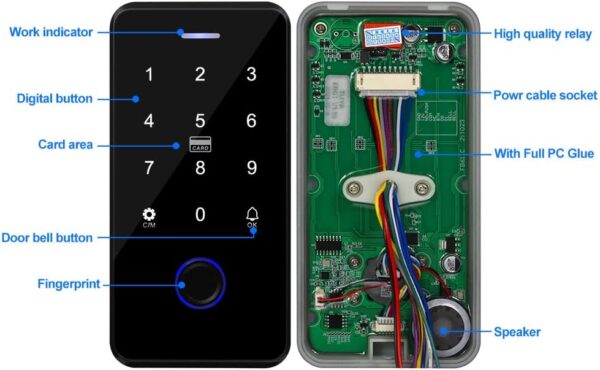 QTTYELOK NFC Bluetooth Tuya Control de Acceso Teclado RFID IP68 Impermeable Huella Dactilar Biometría Sistema Inteligente de Desbloqueo APP + 10pcs 13.56mhz llavero - Image 8