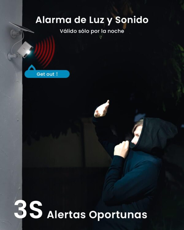 ieGeek Cámara Vigilancia WiFi Exterior Solar, 2K Camaras de Vigilancia sin Cables, Batería Incorporada, Visión Nocturna en Color, Detección de Movimiento Humano PIR, Audio de 2 Vias, Compatible Alexa - Image 8