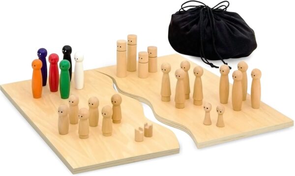 Purovi Joy Juego de Mesa - Set de 28 Muñecos Pequeños de Madera para Juegos en Familia - Juego Educativo para Entrenamiento y Terapia Familiar