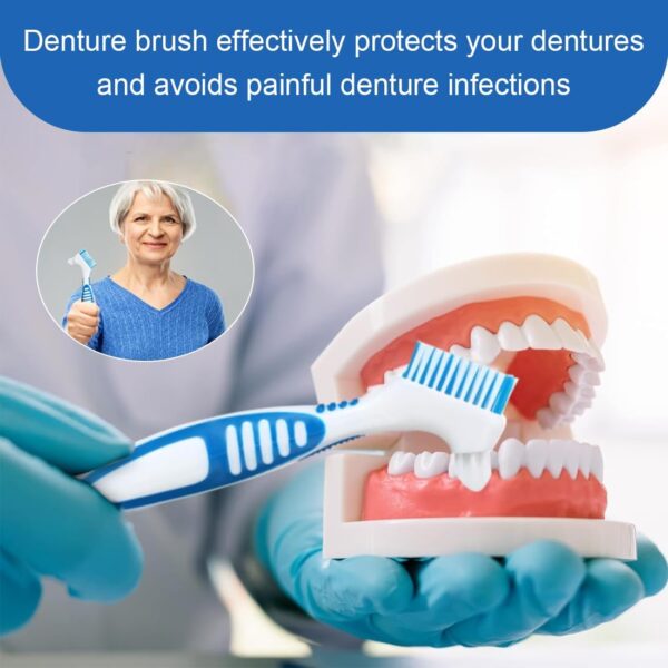 JTKREW 3pcs Cepillo Dentadura Postiza, Cepillos de Limpieza de Dientes Postizos Cepillos de Prótesis Portátiles de Doble Punta, Cepillo Dientes para Cuidado Dentaduras Postizas - Image 3