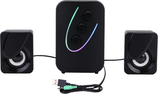 NK Altavoz Gaming x 2 Altavoces de 5W con 7 Colores LED Diferentes, Control Incluido con botón de Volumen, Agudos y Graves, Entrada Cable Jack 3,5 mm, Rango frecuencia 60Hz-20Hz - Image 6