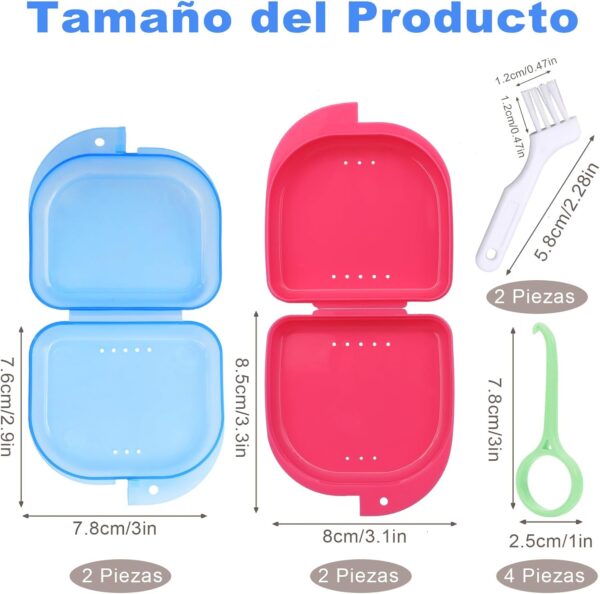 Scettar 4 Pezzi Caja Ortodoncia, 2 Minicepillos de Regalo, Gancho Quita Frenillos 4 Colores, Caja Ferula Dental con Agujeros de Ventilación (Azul transparente/Gris transparente/Rosa/Blanco) - Image 2
