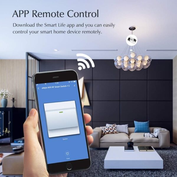 eMylo Smart WiFi Switch Mini Interruptor de luz de relé inalámbrico 220V Control remoto Temporizadores de automatización del hogar Compatible con Alexa Echo Google Home IFTTT Para IOS Android 4 pack - Image 4