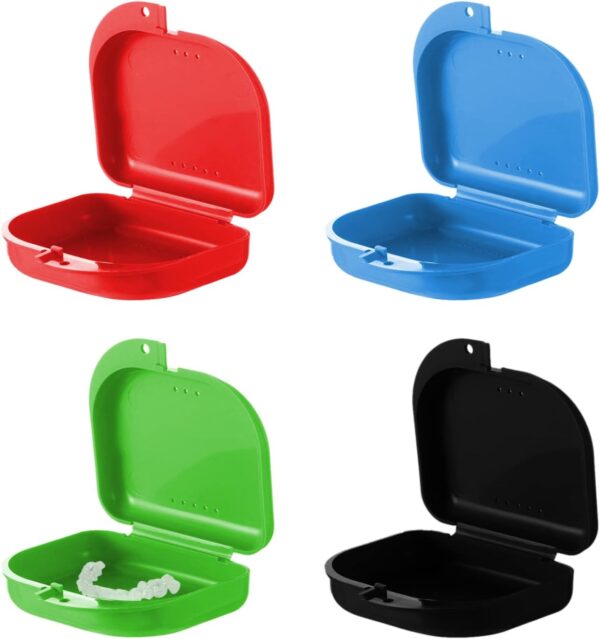 GmeDhc Caja ortodoncia, 4 Piezas Caja de baño para dentadura postiza, Caja Ferula Dental, Caja de dientes para proteger los dientes con agujeros de ventilación, caja de dentadura de ortodoncia