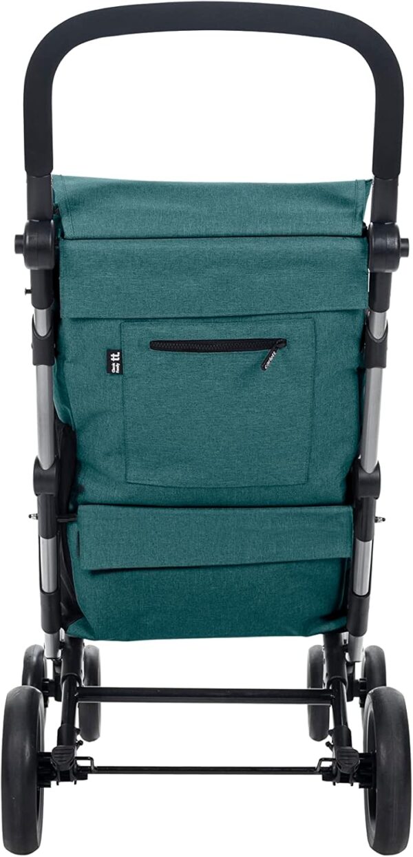 Carlett - Carro de la Compra, Carrito Plegable para Supermercado, de 4 Ruedas Resistentes a la Lluvia y Gran Capacidad de 32kg, Bolsa Principal 64L, Térmica 10,5L - Modelo Clasic Family, Color Verde - Image 4