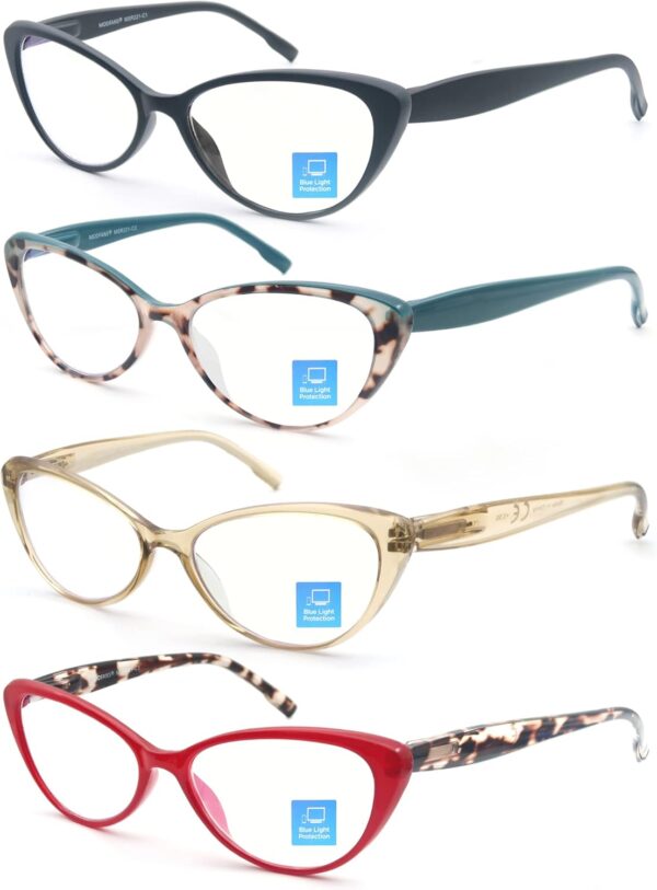 MODFANS Un Pack de 4 Gafas de Lectura Mujeres Anti Luz Azul,Lente Clara,Vision Clara - Ligeras Comodas,Colores Mezclados - Image 2