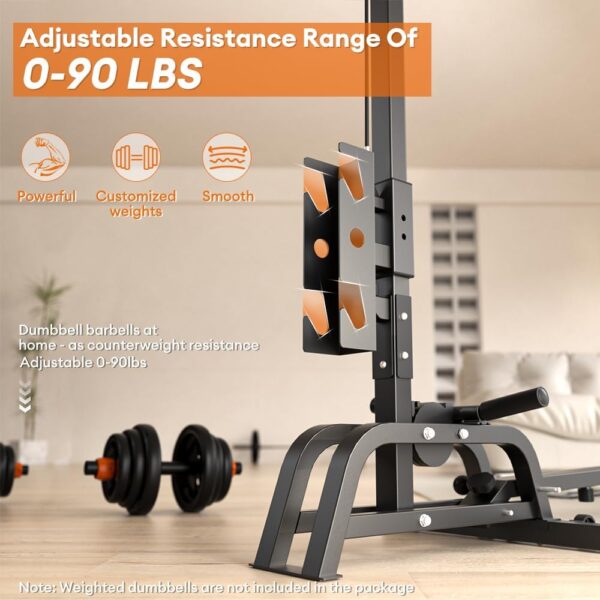 ONETWOFIT Máquina de Remo Plegable y Máquina LAT Pull Down 2 en 1 Multifunción Máquina de Remo Compacta para el Hogar, Remo Bajo Cable Fitness Power Tower Plegable - Image 4