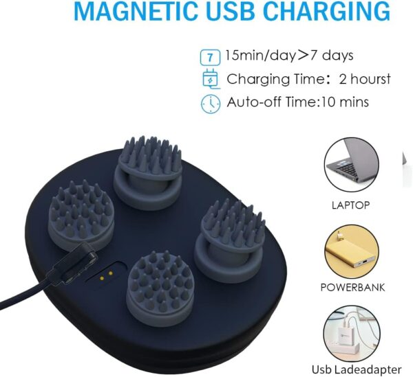 CHLOVOE Masajeador eléctrico para el cuero cabelludo, masajeador portátil de mano IPX7 resistente al agua con 5 modos de amasado para la relajación corporal y el alivio del estrés - Image 5