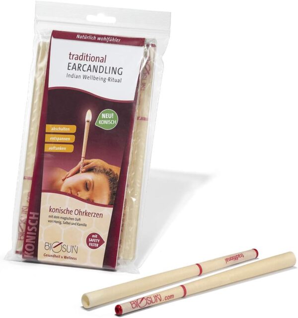 Biosun - Velas cónicas tradicionales para orejas, 10 unidades (5 pares), cera de abeja con filtro