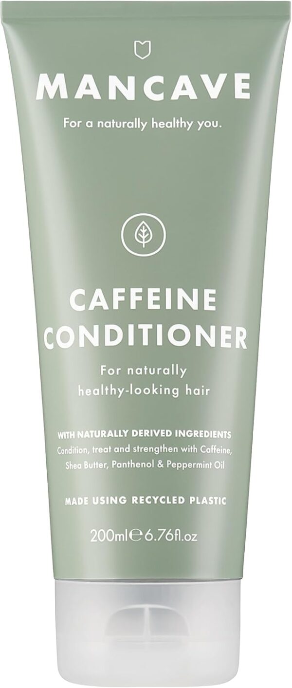 ManCave Acondicionador de cafeína para hombres, fomenta el crecimiento saludable del cabello, acondiciona y fortalece con cafeína, manteca de karité y pantenol, natural, vegano, libre de crueldad, 200