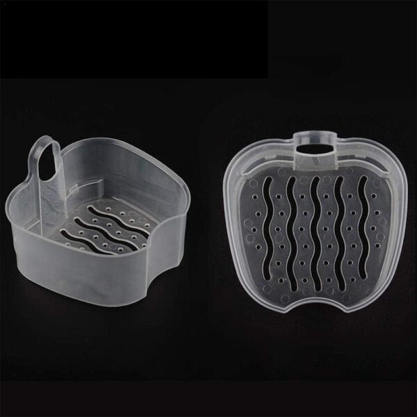 Caja de Baño para Dentadura Postiza,Caja de Baño para Dentadura Postiza Dental con Contenedor de Red Colgante(Azul Claro) - Image 4