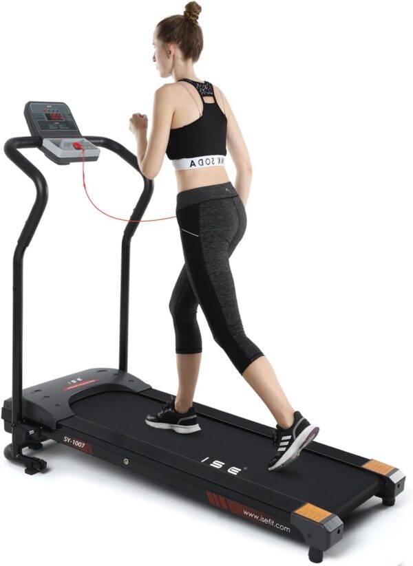 ISE Cinta de Correr Electrica Plegable Profesional, Caminadora Eléctrica en Casa con Pantalla, Cinta de Andar Soporte de Botella para Hogar Oficina motorizada 10km/h 750W, Cinta Andar Plegable, SY-1006/SY-1007