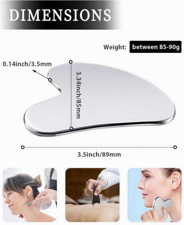 IPNSDON Masajeador de espátula de acero inoxidable en forma de corazón, herramienta de masaje facial, adecuado para masaje facial, cuidado de la piel del cuello - Image 2
