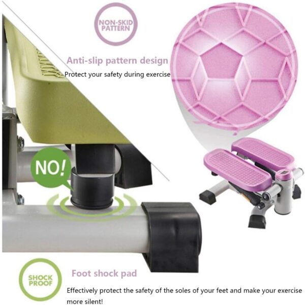 ZXLLAFT Fitness Stepper, 2 en 1 portátil Escalera Stepper, Cintura Fitness Twister Step Machine con Monitor LCD, Antideslizante para Principiantes y Profesionales,Verde - Image 5