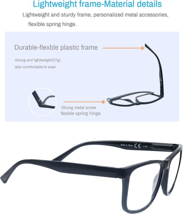 MODFANS 4 Pares de Gafas de Lectura 1.75 Hombres/Mujeres,Rectangular Gafas para Presbicia,Buena Vision Ligeras Comodas,Vista de Cerca/Vista Cansada Colores Mezclados - Image 2